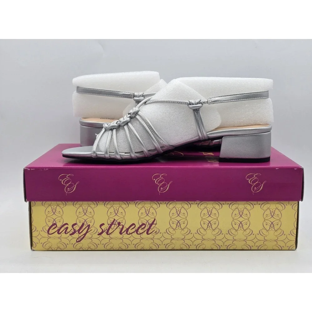 New Easy Street Womens‎ Sicilia Strappy Sandals Size 8 M Shoes Silver NIB